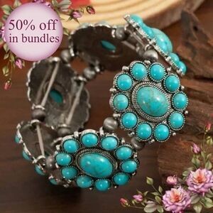 Bohemian Inspired, Vintage Style Elastic Turquoise Beaded Bracelet